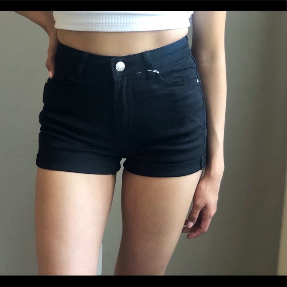 Black jean shorts